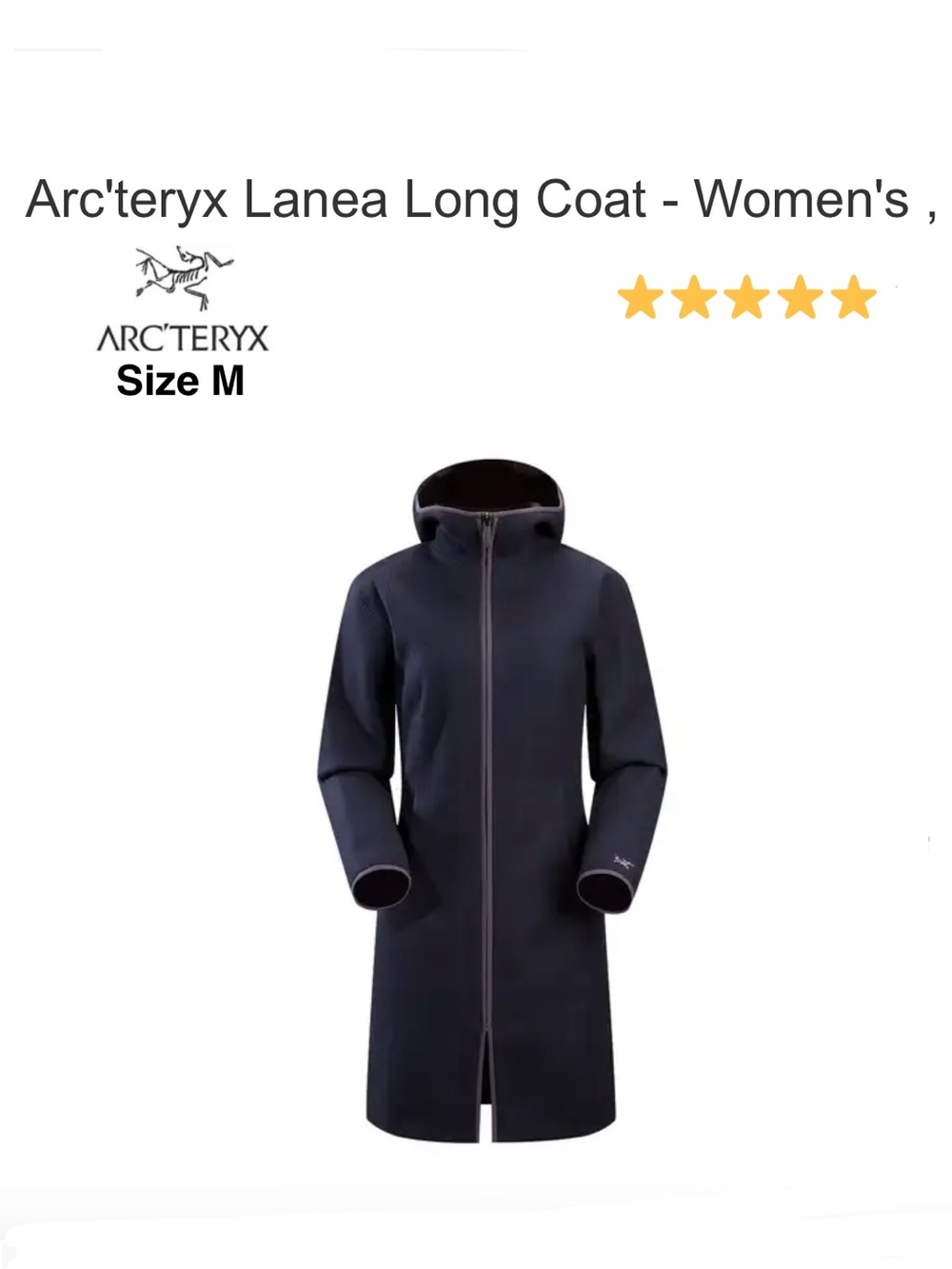 Arc'teryx LANEA LONG COAT WOMEN'S size M COLOUR:CarbonCopy⭐️⭐️⭐️⭐️⭐️